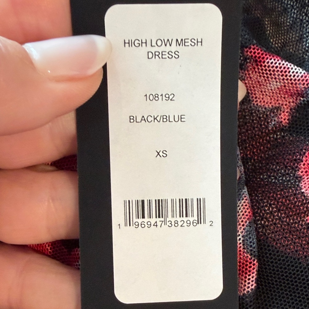 **NWT bebe Black and Pink Floral High Low Dress - Picture 7 of 7